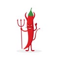 Devil Chili pepper cartoon character isolated on white background. Healthy food mascot concept illustration isolated on