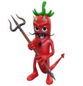 Devil Chili Pepper Holding a Pitchfork Royalty Free Stock Photo