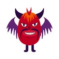 devil demon with a creepy face. Vibrant bright Strange ugly Halloween character