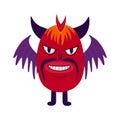 devil demon with a creepy face. Vibrant bright Strange ugly Halloween character Royalty Free Stock Photo