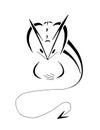 Devil Dragon, Stylized Line Art
