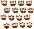 Devil Emoticon Icon with many Expressions - Vector Flat Designm Illustration