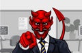 Devil Evil Businessman in Suit Pointing