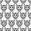 Devil face Halloween background seamless pattern Royalty Free Stock Photo