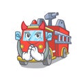 Devil fire truck mascot cartoon