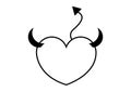 Devil flat heart icon in black color Royalty Free Stock Photo