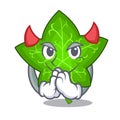 Devil fresh green ivy leaf mascot cartoon Royalty Free Stock Photo