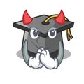 Devil graduation hat mascot cartoon