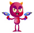 Devil with guns, illustration, vector Royalty Free Stock Photo