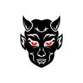 devil head or Lucifer demon face with horns