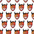 Devil heads. Seamless pattern. Royalty Free Stock Photo
