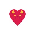 Devil heart face character emoji flat icon Royalty Free Stock Photo