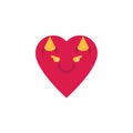 Devil heart face character emoji flat icon, Royalty Free Stock Photo