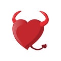 Devil heart fateful love icon, cartoon style Royalty Free Stock Photo