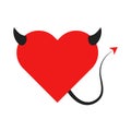 Devil heart with horns and a tail Royalty Free Stock Photo