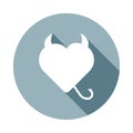 devil heart with horns and tailicon in Flat long shadow style. One of web collection icon can be used for UI, UX Royalty Free Stock Photo