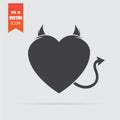 Devil heart icon in flat style isolated on grey background Royalty Free Stock Photo