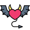 Devil heart icon, Love and heart vector Royalty Free Stock Photo