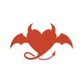 Devil heart logo with wings and horns. Royalty Free Stock Photo