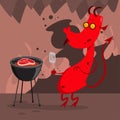 Devil in hell cartoon character vector