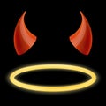 Devil horns and angel halo. Vector illustration Royalty Free Stock Photo