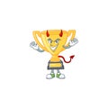 Devil icon character gold trophy with mascot