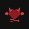 Devil love with demon wing tattoo  design. heart icon with horn and tail illustration. simple graphic for evil relationship Royalty Free Stock Photo