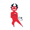 Devil in love flat vector illustration. Amorousness, beguin, fondness, love, warm feeling concept. Enamored demon Royalty Free Stock Photo