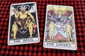 The DEVIL & The LOVERS. Tarot cards.