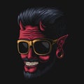 Devil man eyeglasses vector illustration Royalty Free Stock Photo