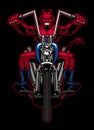 Devil Mascot Riding Vintage Custom Chopper Motorcycle