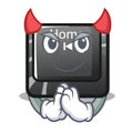 Devil mascot toy home button attached computer Royalty Free Stock Photo
