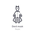 devil mask outline icon. isolated line vector illustration from people collection. editable thin stroke devil mask icon on white Royalty Free Stock Photo