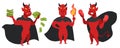 Devil with money, fire and broken heart character