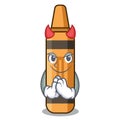Devil orange crayon in the cartoon shape Royalty Free Stock Photo