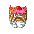 Devil pancake with strawberry mascot cartoon