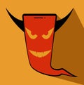 Devil phone halloween evil face Royalty Free Stock Photo