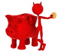 Devil with piggybank Royalty Free Stock Photo