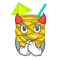 Devil Pineapple fruit juice on character drink Royalty Free Stock Photo