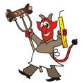 Devil with pitchfork and flare, eps.