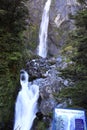 Devil Punchbowl Waterfall in Arthur Pass National Park, New Zealand.