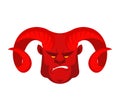 Devil red with big horns. Demon face. Satan head. Angry Lucifer