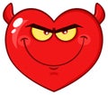 Devil Red Heart Cartoon Emoji Face Character With Smiling Expression. Royalty Free Stock Photo