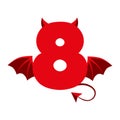 Devil red 8 number with wings for ui games.