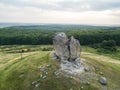 Devil rock in Pidkamin, Lviv region, West Ukraine summer landscape