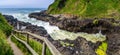 Devil`s churn and hiking trail, Cape Perpertua Scenic Overlook, Yachats, natural landmark of the Oregon Coast