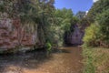 Devil`s Gulch is located By Garretson, South Dakota and is where Famous Outlaw Jesse James jumped across Royalty Free Stock Photo