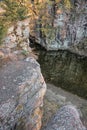 Devil`s Gulch is located By Garretson, South Dakota and is where Famous Outlaw Jesse James jumped across Royalty Free Stock Photo