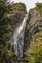 Devil`s Punchbowl Waterfall in Arthur`s Pass National Park, New Zealand Royalty Free Stock Photo