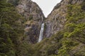 Devil`s Punchbowl Waterfall in Arthur`s Pass National Park, New Zealand Royalty Free Stock Photo